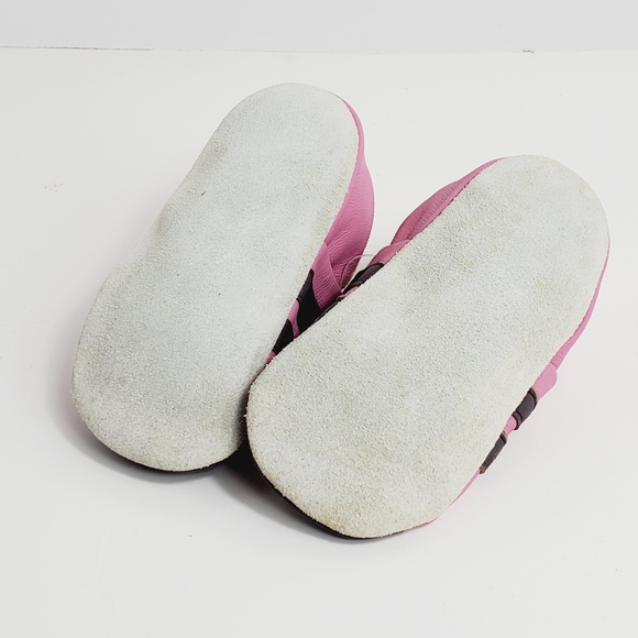 TOMMY TICKLE Pink LEATHER Soft Sole Shoes Sz Large 12-18 mo Infant toddler - Picture 5 of 7